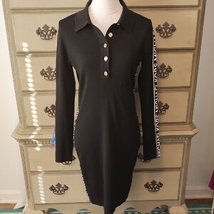 Michael Kors Black Long Sleeve Polo Dress